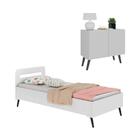 Cama Solteiro Com Mesa Cabeceira 2 Portas Retrô Multimóveis M