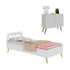 Cama Solteiro Com Mesa Cabeceira 2 Portas Retrô Multimóveis M