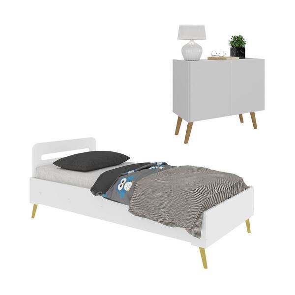 Cama Solteiro Com Mesa Cabeceira 2 Portas Retrô Multimóveis M