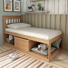 Cama Solteiro Com Nichos E Baú Cm8037 Amêndoa/branco Tecnomob