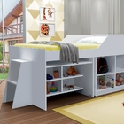 Cama Solteiro Com Nichos E Escrivaninha Evy Branco