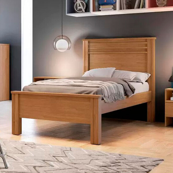 Cama Solteiro Com Painel Ripado Rivera Clic Móveis