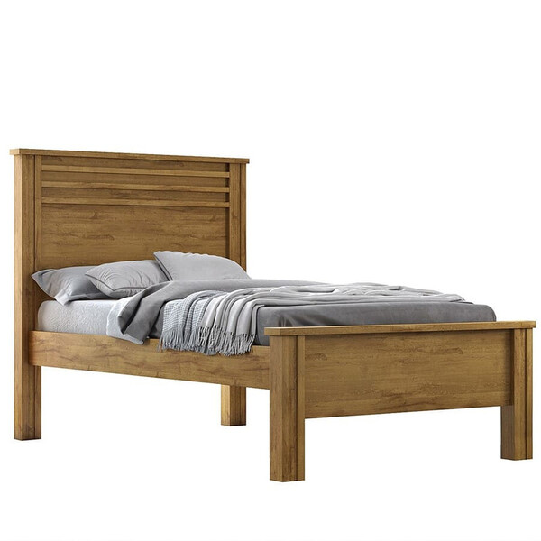 Cama Solteiro Com Painel Ripado - Verona-cumaru - Móveis Novo