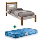 Cama Solteiro Com Pés Em Madeira Maciça Branco Mel Manu Cajue