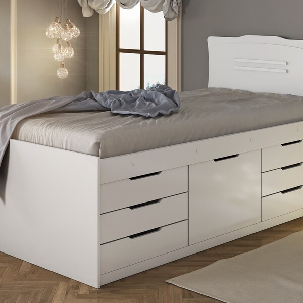 Cama Solteiro Comoda Florenca Branca Com Colchao Gazin D33 88