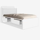 Cama Solteiro Daiane Baú Branco Com Gavetas Com Colchão