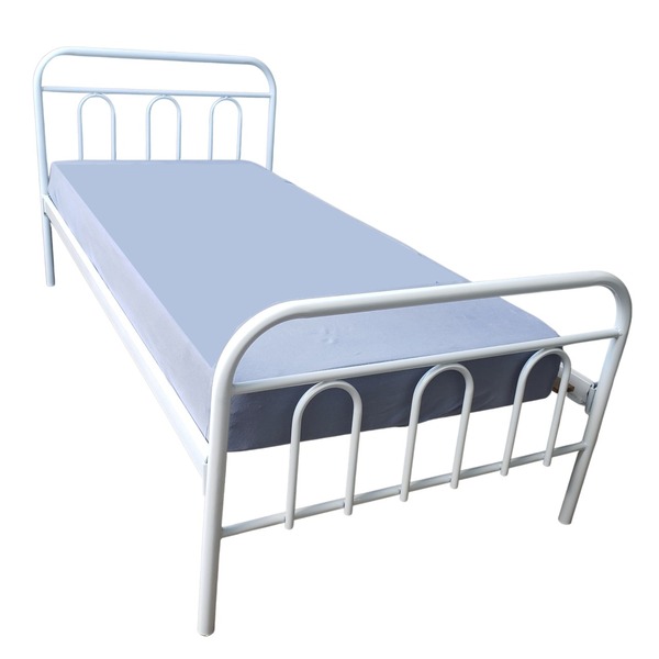 Cama Solteiro De Ferro Tubular Modelo Hospitalar Branca