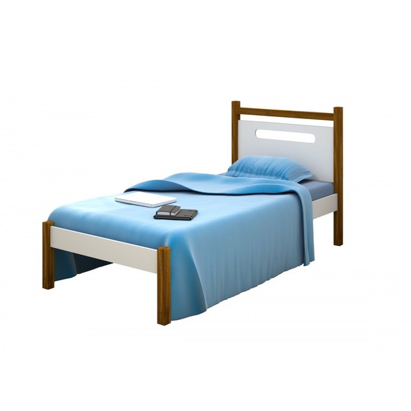 Cama Solteiro Eloá Branco/mel - Branco/mel