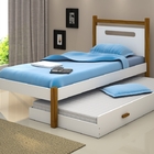 Cama Solteiro Eloá Branco/mel Com Cama Auxiliar Com 2 Colchões