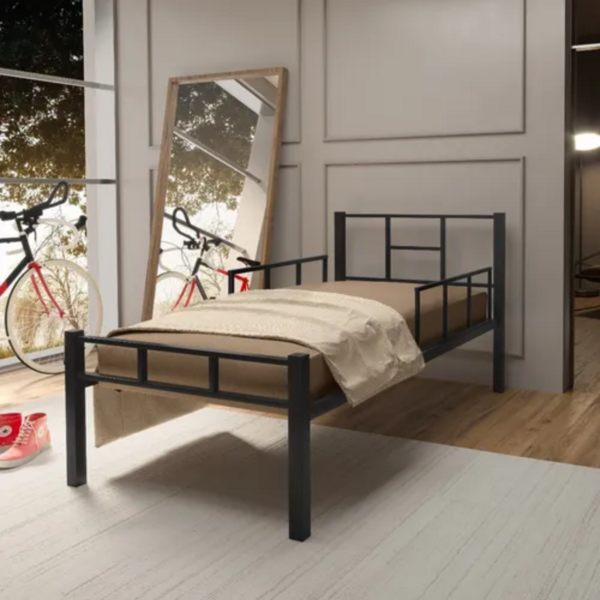 Cama Solteiro Em Aço Tubular Grade De Segurança Integrada Pre