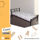 Cama Solteiro Em Aço Tubular Reforçada Resistente Quarto