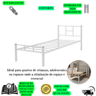 Cama Solteiro Em Aço Tubular Robusta Funcional Moderna Branco