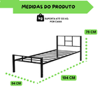 Cama Solteiro Em Aço Tubular Robusta Funcional Moderna Preto