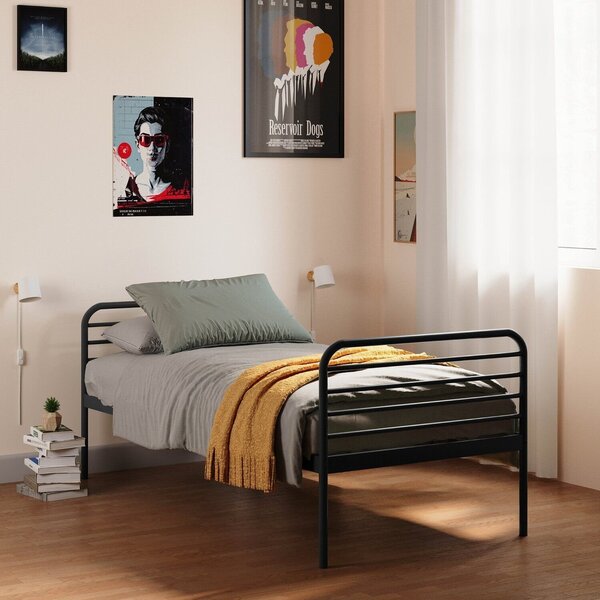 Cama Solteiro Em Ferro Aço Carbono Tubular Teko Casatema Made