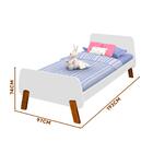 Cama Solteiro Em Mdf Com Pés Em Madeira Maciça Lisa Branco/me