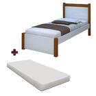 Cama Solteiro Em Mdf E Madeira Maciça Branco Mel Nicole Cajue