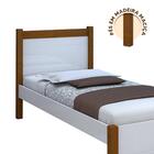 Cama Solteiro Em Mdf E Madeira Maciça Branco Mel Nicole Cajue