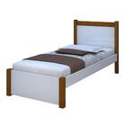 Cama Solteiro Em Mdf E Madeira Maciça Branco Mel Nicole Cajue