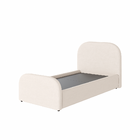 Cama Solteiro Estofada Design Moderno Com Cabeceira Linho Off