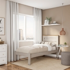 Cama Solteiro Gwen Off White Madeira Com Colchão