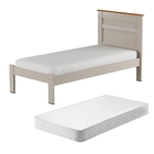 Cama Solteiro Gwen Off White Madeira Com Colchão
