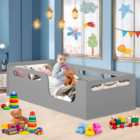 Cama Solteiro Infantil Segura Confortável Montessoriana Cinza