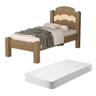 Cama Solteiro Joaquina Castanho Com Colchão