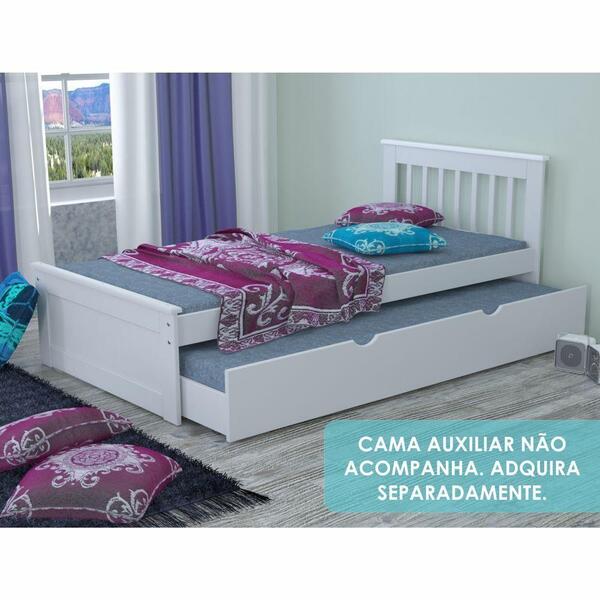 Cama Solteiro Juvenil Exclusive Madeira Maciça Branco