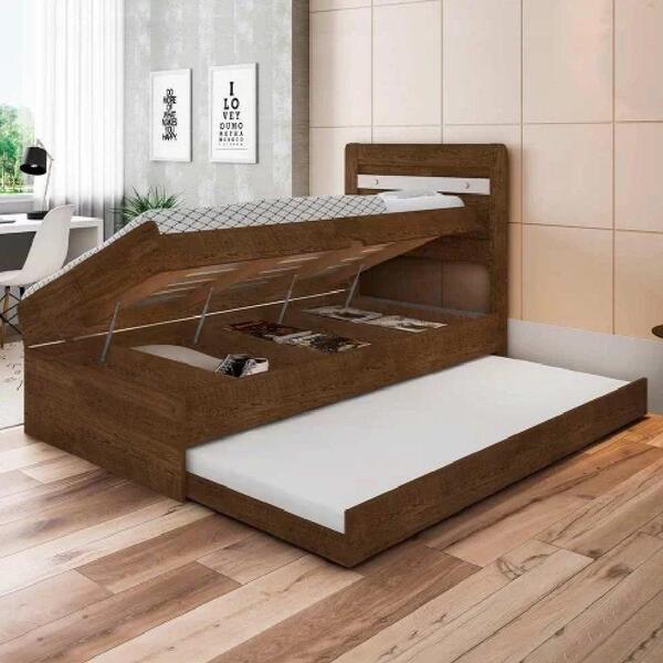 Cama Solteiro Larissa Malbec E Off Com Auxiliar E 02 Colchões