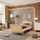 Cama Solteiro Lift Em Madeira Maciça Com Rattan Casatema Made