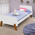 Cama Solteiro Lisa Branco/mel Com Pés Em Madeira