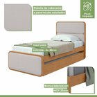 Cama Solteiro Loop Tecido Corano Com Cama Auxiliar Amêndoa Cl