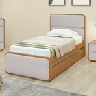 Cama Solteiro Loop Tecido Corano Com Cama Auxiliar Amêndoa Cl
