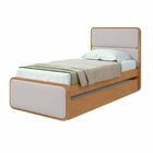Cama Solteiro Loop Tecido Corano Com Cama Auxiliar Amêndoa Cl
