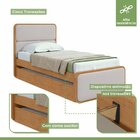 Cama Solteiro Loop Tecido Corano Com Cama Auxiliar Amêndoa Cl