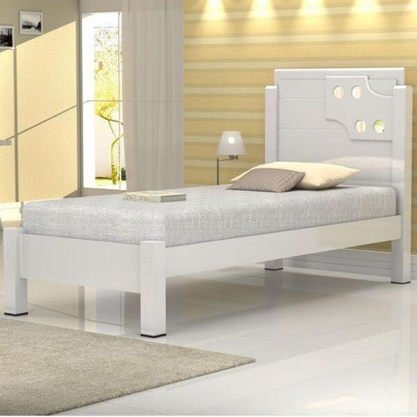 Cama Solteiro Luiza Detalhe Espelho Off White Vitamov