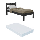 Cama Solteiro Madeira Maciça Com Colchão Incluso Madri Multim