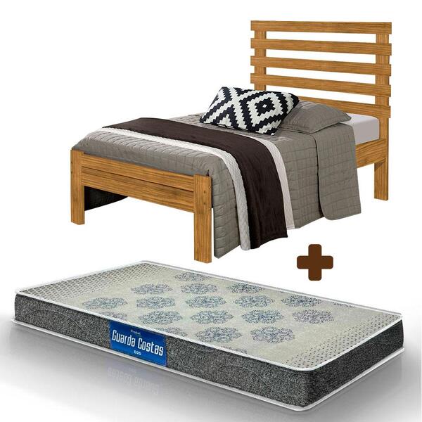 Cama Solteiro Madeira Maciça Imbuia Brena Shop Jm Com Colchão