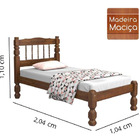 Cama Solteiro Madeira Maciça Palmo - Castanho
