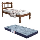 Cama Solteiro Madeira Maciça Palmo Castanho Com Colchão Pro L