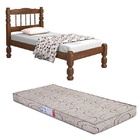 Cama Solteiro Madeira Maciça Palmo Castanho Com Colchão Pro L