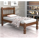 Cama Solteiro Madeira Maciça Palmo Castanho Com Colchão Pro L