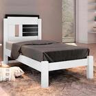 Cama Solteiro Moderna Branco Preto Amanda Framar Com Colchão