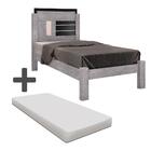 Cama Solteiro Moderna Com Colchão Cinza Preto Amanda Framar