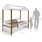 Cama Solteiro Montessoriana Casinha Com Varal De Luz E Colchão