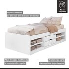 Cama Solteiro Multifuncional 2 Gavetas - Helen Branco