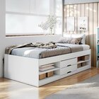 Cama Solteiro Multifuncional 2 Gavetas Kiara  Branco