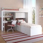 Cama Solteiro Multifuncional Com Baú E Escrivaninha Lion  Bra