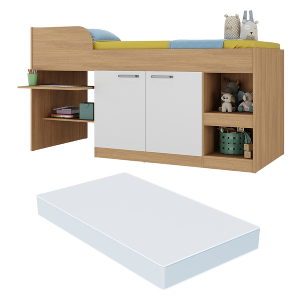 Cama Solteiro Multifuncional Com Colchão Incluso 2 Portas E E