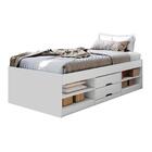 Cama Solteiro Multifuncional Kiara Com Gavetas Branco